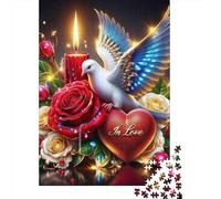 Love Dove Candle1000 Pieces Premium Cardboard Dove & Roses Jigsaw Puzzle Collection Adults Teens 12-18 Years Fun Game Mind Relaxation Gift 52x38cm/1000pcs