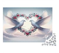 Love Doves Heart Puzzle 1000Pc Recycled Paper for Adults Puzzle for Adults Impossible Challenging Game Fun Home Present Great Gift for Creativity 52x38cm/1000pcs
