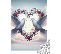 Love Doves Heart1000 Pieces Durable Cardboard Peace Dove Jigsaw Puzzle Collection Adults Fun Party Game Mind Relaxation Perfect 52x38cm/1000pcs