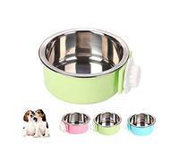 Love Dream Crate Dog Cat Bowls, Removable Stainless Steel Hanging Pet Cage Bowls for Kennel, Water Food Feeder Cage Coop Cup for Cats, Dogs, Rabbits and Small Animals (Large, Green)