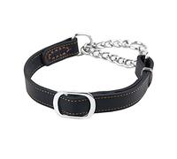 Love Dream Martingale Collars for Dogs, Leather Training Dog Collar, Stainless Steel Chain Anti-Escape No Pull Dog Collar for Medium Large Dogs (M(13.8"-18.9"), Black)