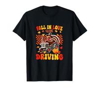 Love Driving Thanksgiving Turkey On Tractor Fall Pumpkins T-Shirt