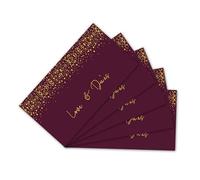 Love & Du'as Money Wallets for Gifting - Burgundy with Gold Foil - Pack of 5 - Greeting Card Envelopes for Weddings, Eid, Graduations