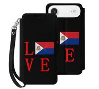 Love Dutch Saint Martin Flag Leather Wallet Cell Phone Cases Stand Foldable Flip Cover Phone Case Compatible with iPhone 17/17 Air/17 Pro/17 Pro Max