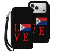 Love Dutch Saint Martin Flag Leather Wallet Cell Phone Cases Stand Foldable Flip Cover Phone Case Compatible with iPhone 17/17 Air/17 Pro/17 Pro Max