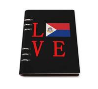 Love Dutch Saint Martin Flag Portable Refillable Notebook A5 Binder 6 Ring Planner Book Cover PU Leather Notebooks with 90 Sheets Paper
