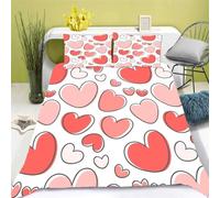 Love Duvet Cover Set Super King Size Heart Pattern Bedding Set 3D Print Ultra Soft Breathable Microfiber Quilt Cover 260x220 cm with Zipper Closure und 2 Pillowcases for Bedroom Bed Decor B/1446