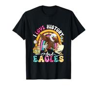 Love Eagles and History Colorful Rainbow Students Teachers T-Shirt
