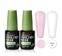 Love easy Gel Nail Polish Strengthening Base Coat 2pcs 15ml Pink White UV/LED Nail Polish for Broken Nail Repair Nail Art Soak Off French Manicure Professional Nail Repair Supplies 15ml
