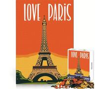 Love Eiffel Tower Paris Poster 1000 Pieces Jigsaws Adults Puzzles Gifts DIY Play Rich Detail Hard Challenge Xmas Fun Gift (38x52cm)