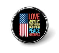 Love Empathy Compassion Inclusion Peace Kindness 1 Round Badge Men Women Metal Bezel Pin Button Brooch Lapel Tie Pins for Suits Shirt Jacket Hat Costume Decorative