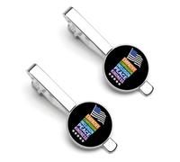 Love Empathy Compassion Inclusion Peace Kindness 2 Tie Clips for Men Silver Necktie Round Tie Bar Pinch Clips Set of 2 Tie Pin for Wedding Anniversary Business Graduatio