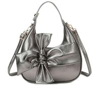 Love EMVY Bow Moon Crescent Faux Leather Top-Handle Shoulder Bag - Antique Silver