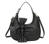 Love EMVY Bow Moon Crescent Faux Leather Top-Handle Shoulder Bag - Black