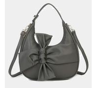 Love EMVY Bow Moon Crescent Faux Leather Top-Handle Shoulder Bag - Dark Grey