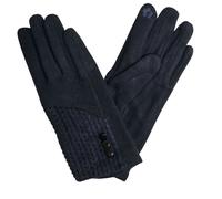 Love EMVY Cashmere Blend Gloves With Button Detailing - Navy
