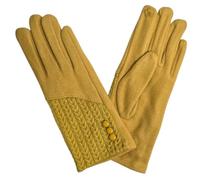 Love EMVY Cashmere Blend Gloves with Button Detailing - Soft Stretch Winter Gloves for Women - Fleece Feel, Touchscreen Fingers, One Size Fit (Mustard)
