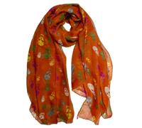 Love EMVY Colourful Skulls Lightweight Scarf - Orange
