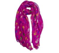 Love EMVY Colourful Skulls Lightweight Scarf - Soft 100% Viscose Wrap - Bright All-Season Accessory for Women (Pink)