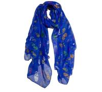 Love EMVY Colourful Skulls Lightweight Scarf - Soft 100% Viscose Wrap - Bright All-Season Accessory for Women (Blue)