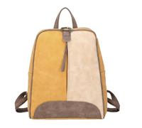 Love EMVY Contrast Suede Leather Backpack for Women, Zip Top Rucksack with Rear Zip Pocket, Adjustable Straps, Everyday Travel Work Bag, 32 x 33 x 10cm (Mustard)