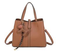 Love EMVY Dog Charm Grab & Shoulder Bag - Mocha Mousse