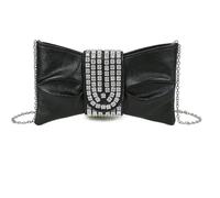 Love EMVY Elegant Bow Crystal Buckle Clutch Bag - Evening, Prom & Wedding Handbag - Black