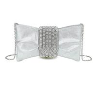 Love EMVY Elegant Bow Crystal Buckle Clutch Bag - Evening, Prom & Wedding Handbag - Silver