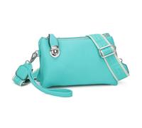 Love EMVY Embolden Collection - Ladies Crossbody Bag - Faux Leather with Detachable Shoulder and Wrist Straps - 3 Main Compartments, Secure Zip Closure - 22.5 × 13.5 × 6 cm (Turquoise)