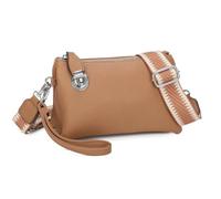Love EMVY Embolden Collection - Ladies Crossbody Bag - Faux Leather with Detachable Shoulder and Wrist Straps - 3 Main Compartments, Secure Zip Closure - 22.5 × 13.5 × 6 cm (Mocha)