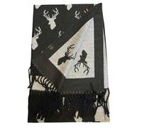 Love EMVY Enchanted Stag Cashmere Warm Blanket Scarf Pashmina - Black/Grey