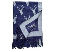 Love EMVY Enchanted Stag Cashmere Warm Blanket Scarf Pashmina - Navy/Grey