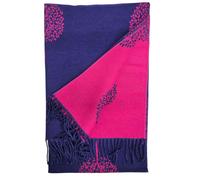 Love EMVY Enchanted Tree Blanket Scarf - Reversible Winter Shawl, Oversized Pashmina Wrap - Navy/Fuschia