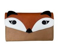 Love EMVY Fox Face Clutch Purse Bag with Removable Gold Shoulder Strap - Fox Stitch, Multiple Pockets & Card Slots - 25.5 × 15.5 × 4 cm