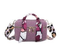 Love EMVY Fuzzy Glam Teddy Makeup Bag - Scarf Handle - Purple