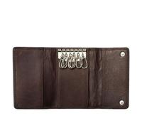 Love EMVY Genuine Leather 6 Hook Key Holder, Trifold Key Case with Button Closure & 2 Inner Pockets, Compact Key Wallet Organiser