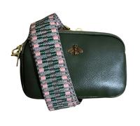 Love EMVY Genuine Leather Mini Bee Crossbody Bag - Olive