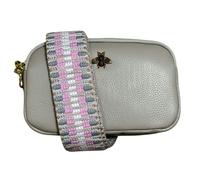 Love EMVY Genuine Leather Mini Bee Crossbody Bag - Stone