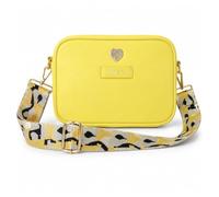 Love EMVY Genuine Leather Mini Crossbody Bag for Women, Signature Heart Collection, 2 Interchangeable Adjustable Straps, Zip Top Shoulder Bag, Gift Dust Bag Included, 18.5 x 13 x 5.5cm (Yellow)