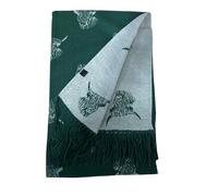 Love EMVY Highland Cow Scarf - Reversible Cashmere Blend Winter Wrap with Tassel Edge - Green