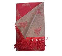 Love EMVY Highland Cow Scarf - Reversible Cashmere Blend Winter Wrap with Tassel Edge - Pink/Grey