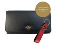 Love EMVY Leather Bee Gift Set - Genuine Leather Matinee Purse and Red Bee Keyring