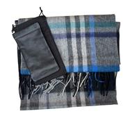 Love EMVY Letterbox Gift Set for Men - Lambswool Tartan Scarf & Leather Glasses Case