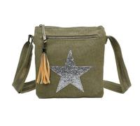 Love EMVY Metallic Star Canvas Crossbody Bag - Olive