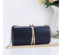 Love EMVY Midnight Luxe Clutch Evening Structured Bag with Chain - Blue