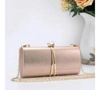 Love EMVY Midnight Luxe Clutch Evening Structured Bag with Chain - Rose Gold