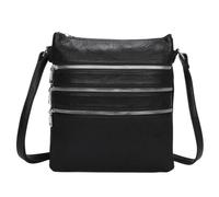 Love EMVY Multi Zip Crossbody Bag for Women - Everyday Messenger Shoulder Bag with 5 Zip Pockets, Adjustable Strap & Organised Compartments - 25 × 27 × 6 cm (Black)