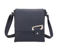 Love EMVY Portfolio Buckle Range Crossbody Bag - Faux Leather Shoulder Bag with Adjustable Strap, Dual Main Compartments, Rear Zip Pocket & Internal Organiser - 25 × 26 × 5 cm (Navy)