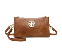 Love EMVY Rustic Tree Collection Crossbody Bag with Clutch Wrist Strap - Brown