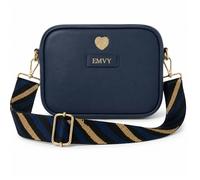 Love EMVY Signature Heart Genuine Leather Mini Crossbody Bag with 2 Adjustable Straps - Navy